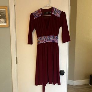 Zachary’s Smile maroon tie waist dress